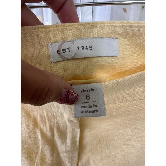 C Est. 1946 Women's Yellow Linen Blend 4 Pocket Classic Trouser Pants 6 - Picture 3 of 4